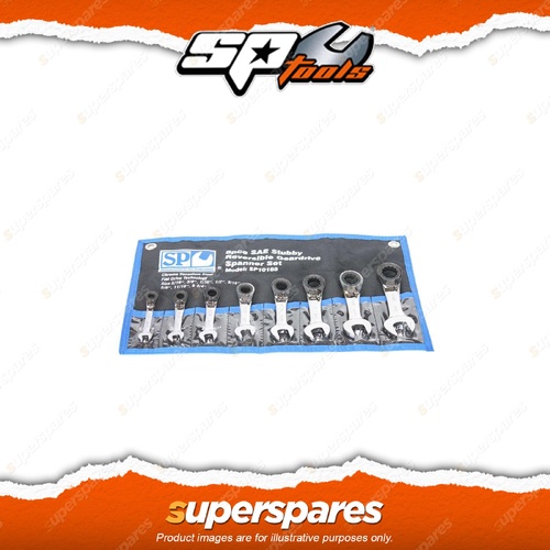 SP Tools 8Pcs Gear Drive Roe Spanner Set - 15 Degree Offset Stubby SAE Cr-V