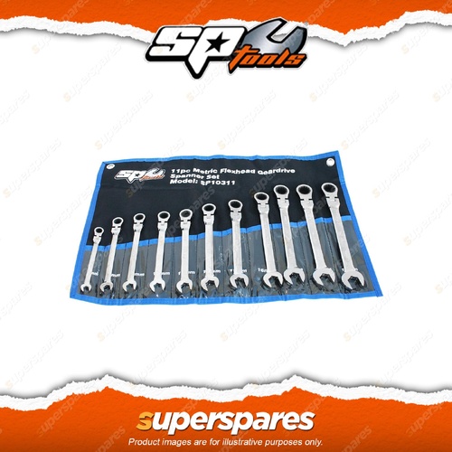 SP Tools 11Pcs Gear Drive ROE Spanner Set - Flex Head Metric Wrench Cr-V Steel