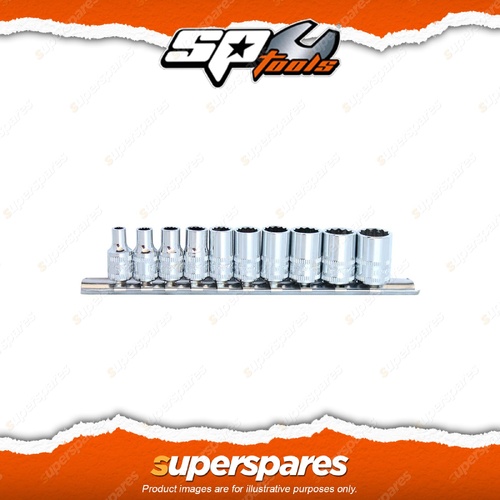 SP Tools 10Pcs 1/4" Drive Socket Rail Set - 12 Point Metric Chrome Vanadium