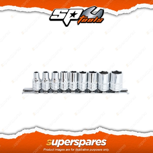 SP Tools 9Pcs 1/4" Drive Socket Rail Set - 6 Point SAE Chrome Vanadium Steel