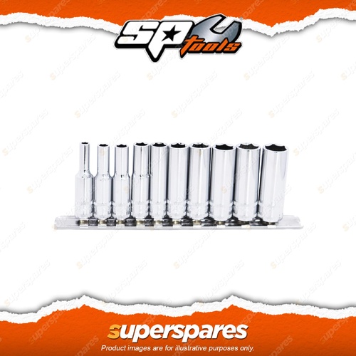 SP Tools 10Pcs 1/4" Drive Deep Socket Rail Set - 6 Point Metric Cr-V Steel