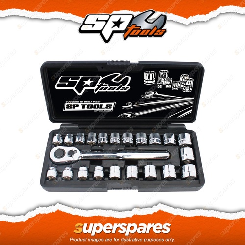 SP Tools 22Pcs 3/8" Drive Socket Set - Low Profile Stubby Metric / SAE Cr-V