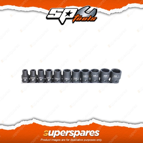SP Tools 11Pcs 1/2" Drive Impact Socket Rail Set - 6 Point SAE Cr-Mo Steel