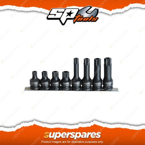SP Tools 8Pcs 1/2" Drive Impact Bit Socket Rail Set - 44mm 77mm Long Cr-Mo