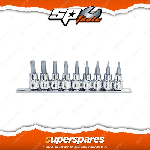 SP Tools 9Pcs 3/8" Drive Socket Rail Set - Torx Plus Long 48mm Cr-V Steel