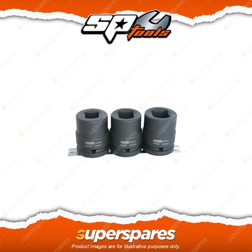 SP Tools 3Pcs 3/4" Drive Impact Socket Rail Set - Double Square Metric Cr-Mo