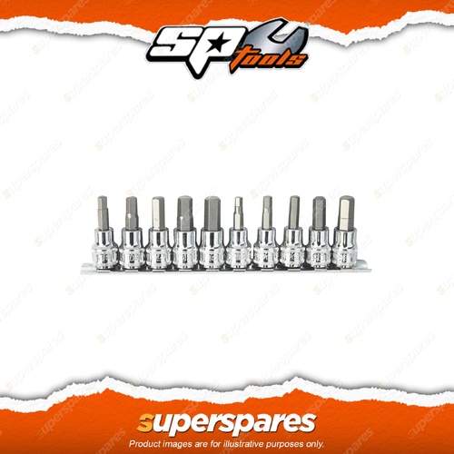 SP Tools 10Pcs 3/8" Drive Inhex Socket Rail Set - Metric / SAE Cr-V Steel