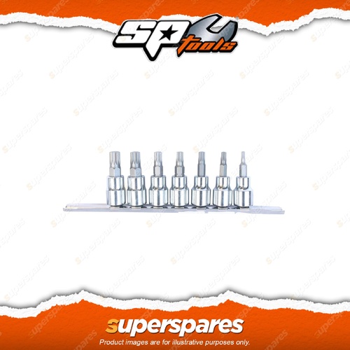 SP Tools 7Pcs 3/8" Drive Socket Rail Set - Spline Chrome Vanadium Steel