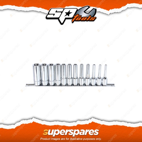 SP Tools 12Pcs 3/8" Drive Deep Socket Rail Set - E-Torx Chrome Vanadium Steel