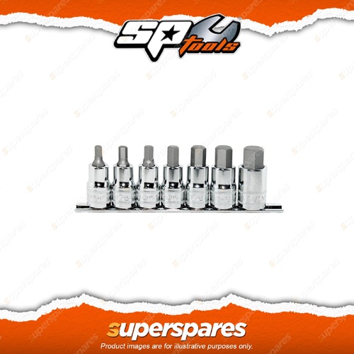 SP Tools 7Pcs 1/2" Drive Inhex Short Socket Rail Set - Metric Cr-V Steel