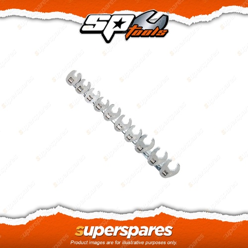 SP Tools 10Pcs 3/8" Drive Flare Nut Crowfoot Wrench Rail Set - Metric Cr-V Steel