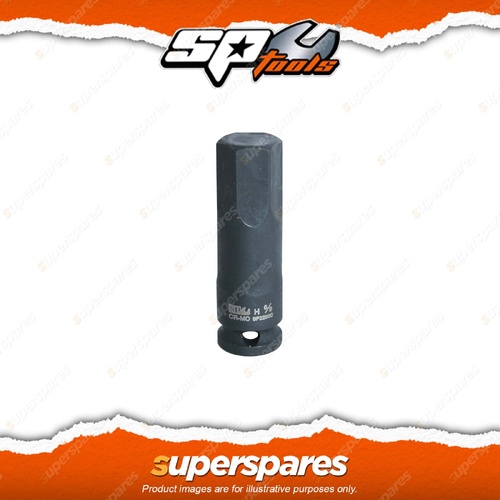 SP Tools 3/8" Drive Inhex Impact Socket - 7/16" SAE Hex Bit Long Shaft Cr-Mo