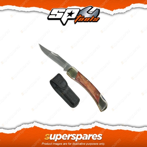 SP Tools Folding Single Blade Stock Knife with Storage Pouch Lightweight