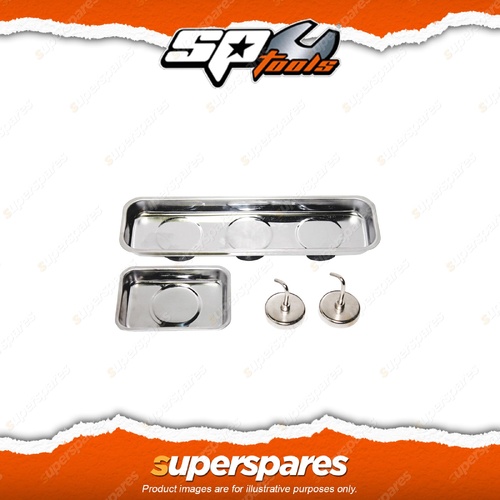 SP Tools 4Pcs Parts Trays & Hooks Set - Magnetic Hold up to 3.64kg Durable