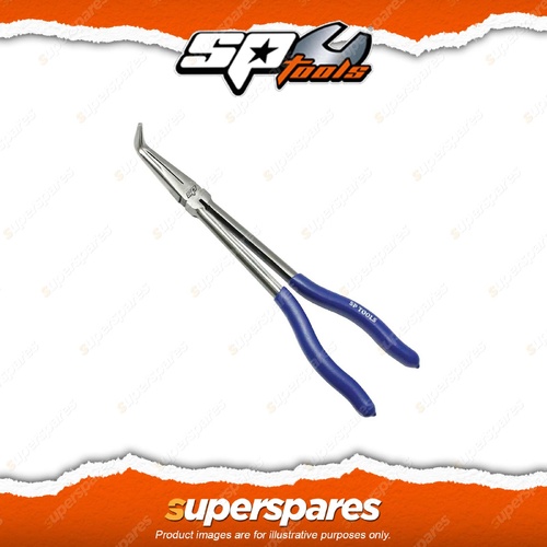 SP Tools 90 Degree Bent Nose Pliers - 275mm Long Handle Serrated Jaw Secure Grip