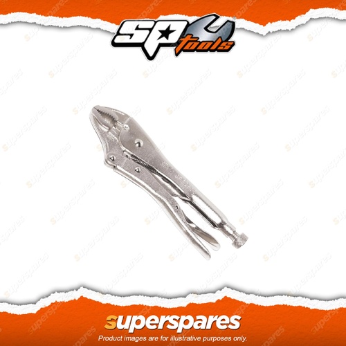 SP Tools 250mm Locking Pliers Curved Jaw - Heavy Duty Knurled Adjuster Nut