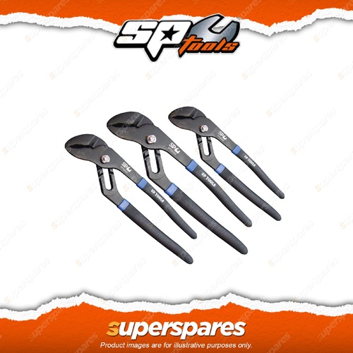 SP Tools 3Pcs Multigrips Plier Set - 200mm 250mm 300mm Chrome Molybdenum Steel