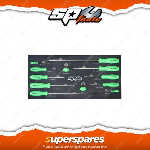 SP Tools 12Pcs Screwdriver Set Housed In Eva Foam Tray - 6x Slotted Phillips