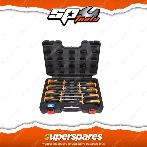 SP Tools 8Pcs Go Thru Screwdriver Set - Slotted Phillips with Hex Bolster