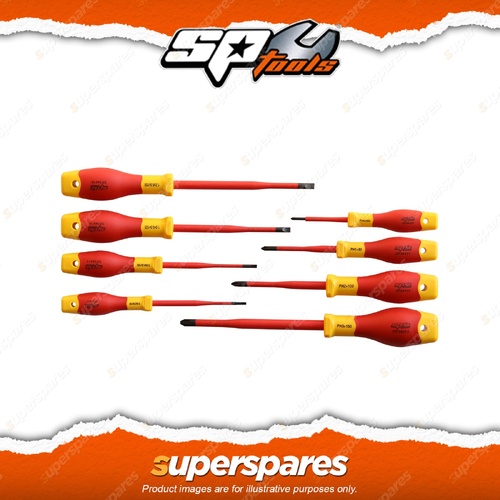 SP Tools 8Pcs VDE Insulated Electrical Screwdriver Set - Chrome Vanadium Steel