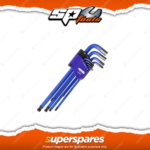 SP Tools 9Pcs Ball Drive Hex Key Set - Metric Black Colour Coded Cr-V Steel