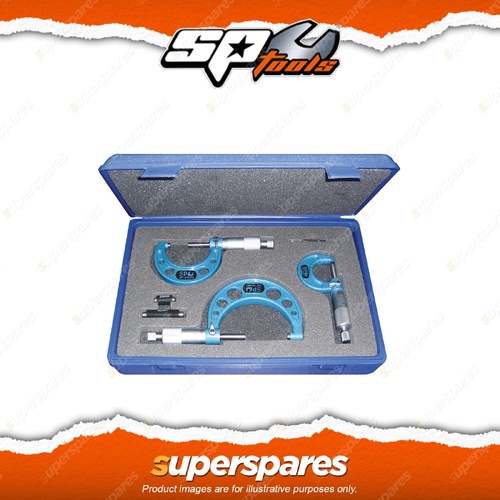 SP Tools 3Pcs Outside Micrometer Set - Includes 0-25mm 25-50mm 50-75mm