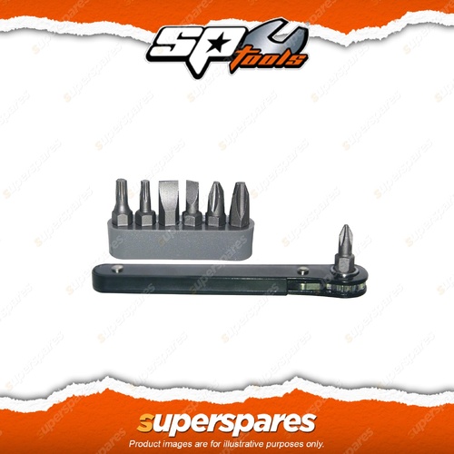 SP Tools 8Pcs Ratchet Driver Bit Set - Phillips Slotted Torx Bits Cr-V Steel