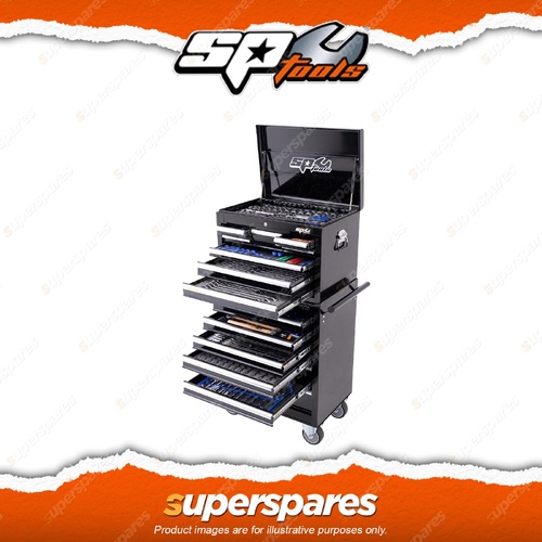 SP Tools 629Pcs Custom Series Toolkit - Metric/SAE 14 Drawer Black Flex Handle