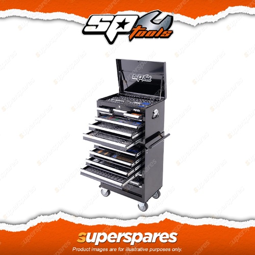 SP Tools 629Pcs Custom Ser Toolkit - Metric / SAE 14 Drawer Black Plus EVA Trays