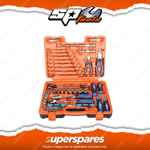 SP Tools 60Pcs Toolkit in X-Case - 1/2 inch Drive 12 Point Sockets Metric/SAE