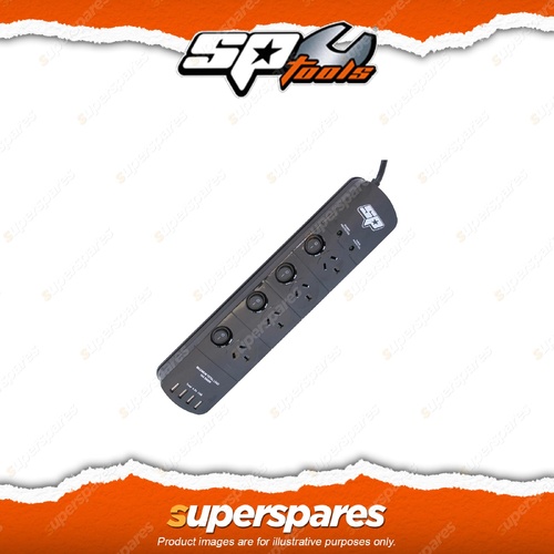 SP Tools 10A Power Board - 4 Outlet 4 USB Ports Individually Switched