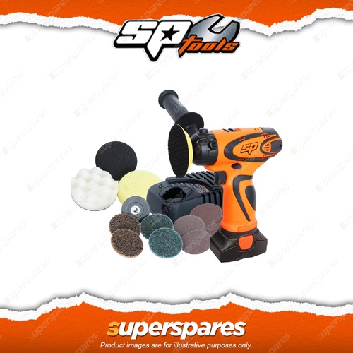 SP Tools 16V Mini Sander Polisher Kit - Handle Wrench Sanding Polishing Pad