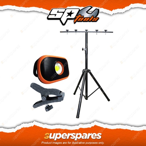 SP Tools Flood Light & Tripod & Clamp - Mini COB LED Optical Lens Rechargeable
