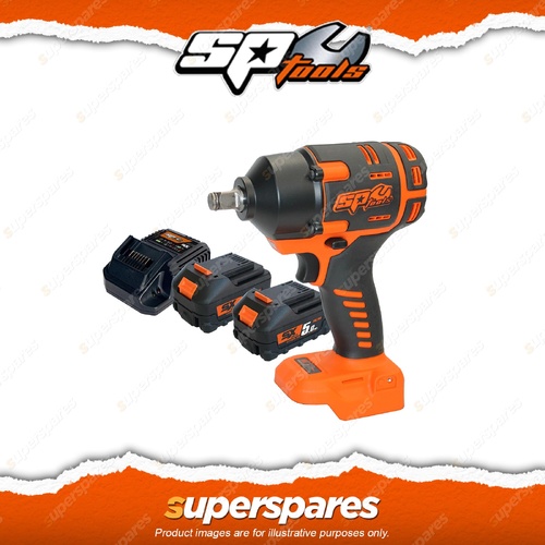 SP Tools 18V 1/2" Drive Brushless Impact Wrench Kit - SX Drive 5.0Ah X2 Battery