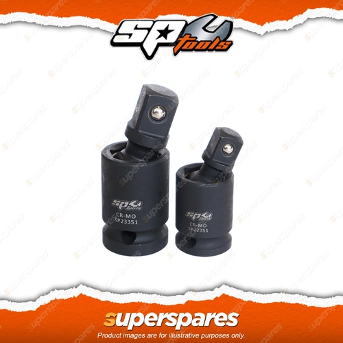 SP Tools 2Pcs Universal Joint Set 3/8" Dr & 1/2" Dr Multi-Drive Pinless Socket