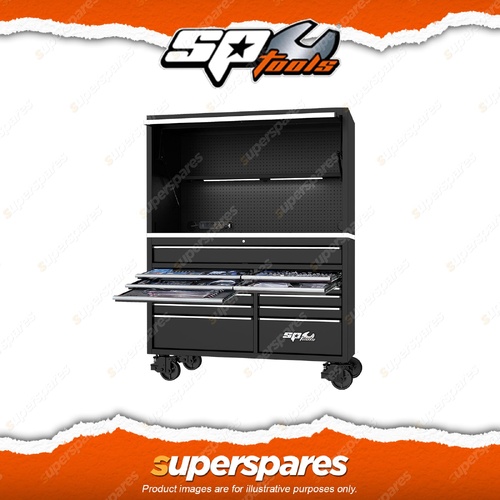 SP Tools 631Pcs 59" USA Sumo Series Black/Chrome Roll Cab & Power Hutch Toolkit