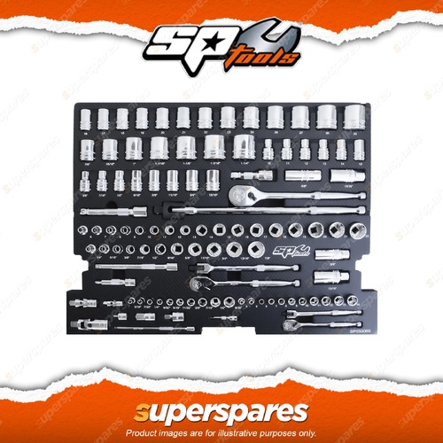 SP Tools 105 Pcs EVA Foam Tray Tool Kit Sockets & Accessories Metric & SAE