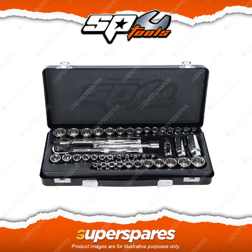 SP Tools 44 Pcs 3/8" Drive Socket Set - 12 Point Metric/SAE/E-Torx Black Series