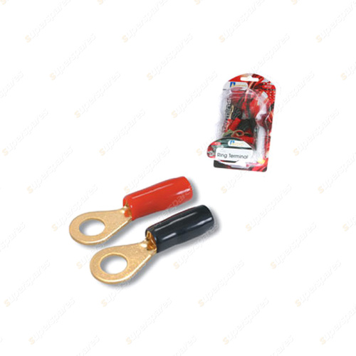 Aerpro 8 Gauge Ring Terminal - Suits 8mm Posts Gold-plated Terminals Pack of 12