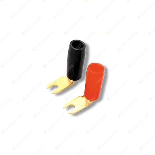 Aerpro 8 Gauge Fork Terminal - Gold-plated Terminals 6 Red 6 Black Packet of 12