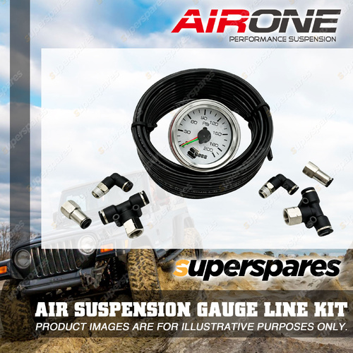 Airone Air Suspension Gauge Line Kit - 200 psi Dual Needle Gauge with Fittings