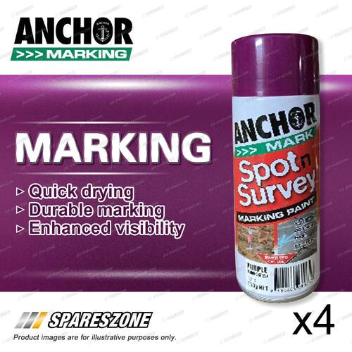 4 Anchor Spot Survey Purple Fluorescent Marking Spray Paint 350 Gram Durability