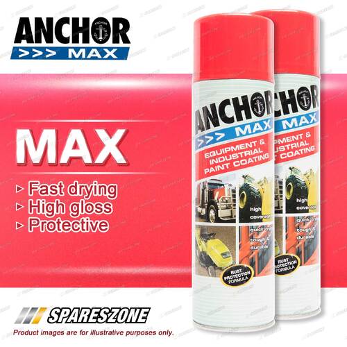 2 Packets of Anchor Max Signal Red R13 Aerosol Paint 400 Gram Fast Drying