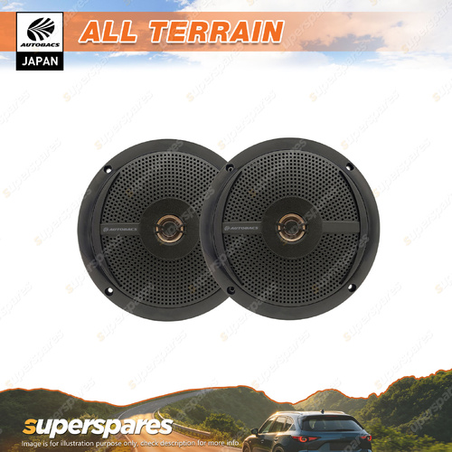 Autobacs 6.5 Inch 2-Way Coaxial Slim Fit Marine Speakers Black - Waterproof