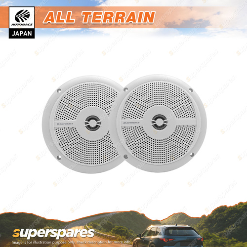 Autobacs 6.5 Inch 2-Way Coaxial Slim Fit Marine Speakers White - Waterproof