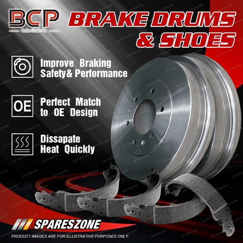 BCP Rear Brake Shoes + Brake Drums for Holden Barina XC 1.4L 66kW W/O ABS