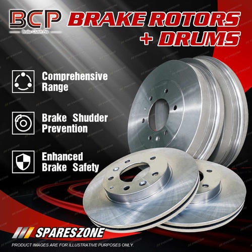BCP Front + Rear Brake Rotors Drums for Holden Rodeo TF Series 4x2 4x4 88-96