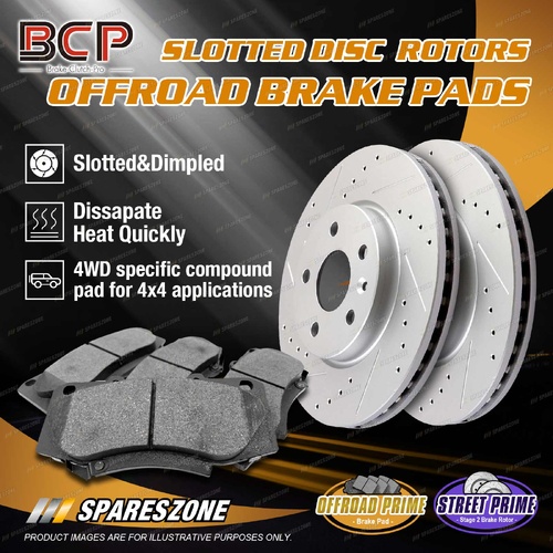BCP Front Slotted Rotors + 4WD Disc Brake Pads for LDV T60 Trailrider OD 330mm