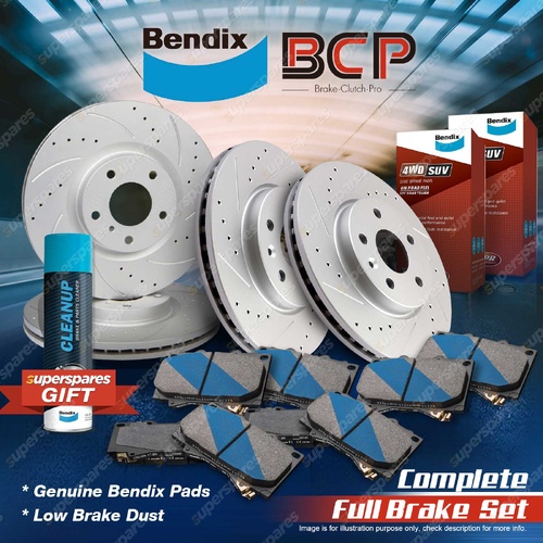 Front +Rear BCP Slotted Brake Rotors Bendix Pads for Kia Sorento BL 3.5L 06 - 09