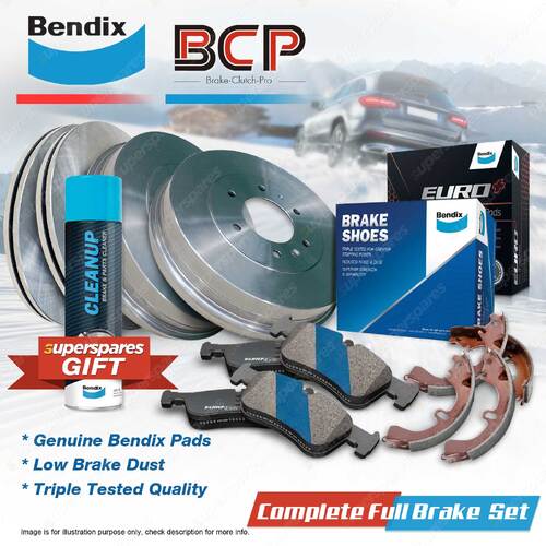 F + R BCP Brake Rotors Drums Bendix Brake Pads Shoes for Peugeot 306 N3 N5 7A 7C